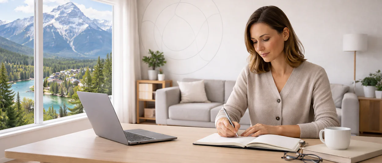 Studying calmly with focus.