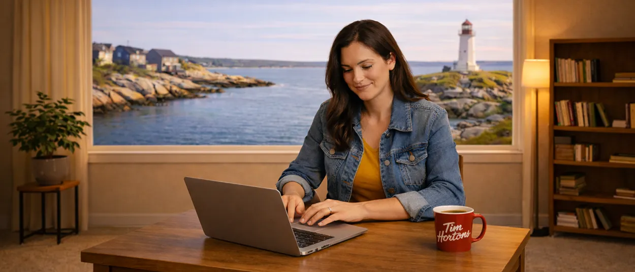 Studying calmly in a Canadian home.